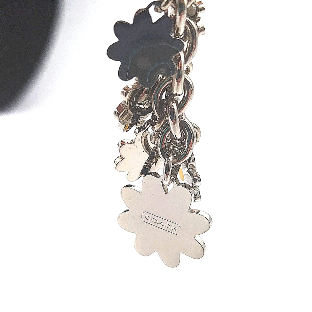 COACH Vintage White Multi Daisy Keychain Fob Purse charm in silver - Picture 3 of 3